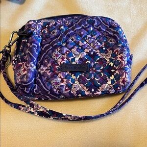 Vera Bradley Blue and Purple Floral Wristlet/Makeup Bag